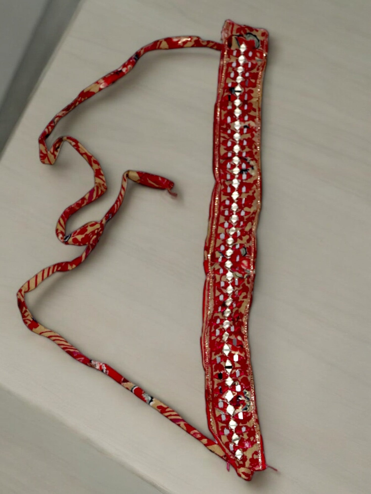 Jiarah Foil Print Mirror Work Rayon Kurta Palazzo Set with Belt and Dupatta