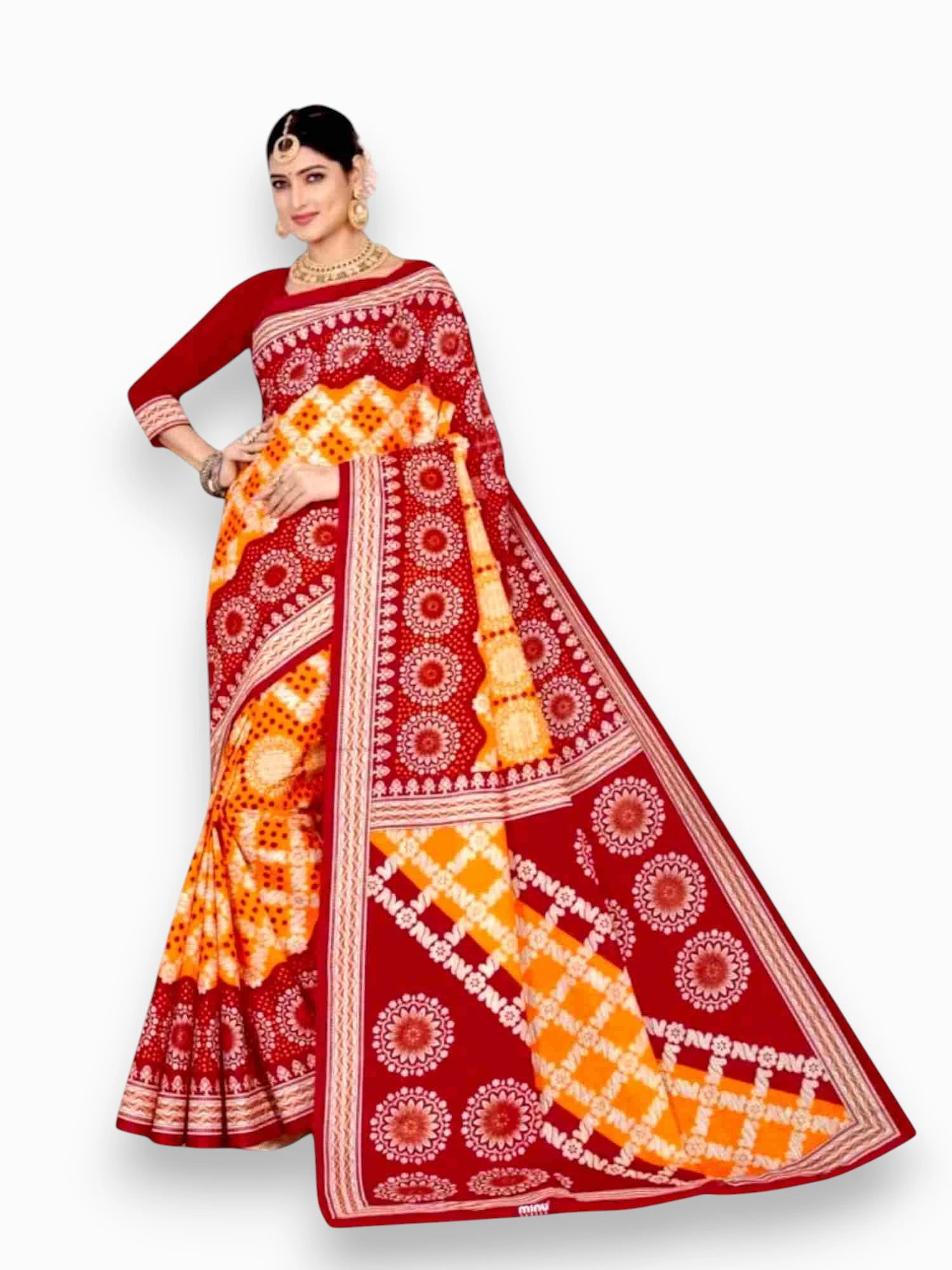 Jiarah Abstract Print Cotton Saree