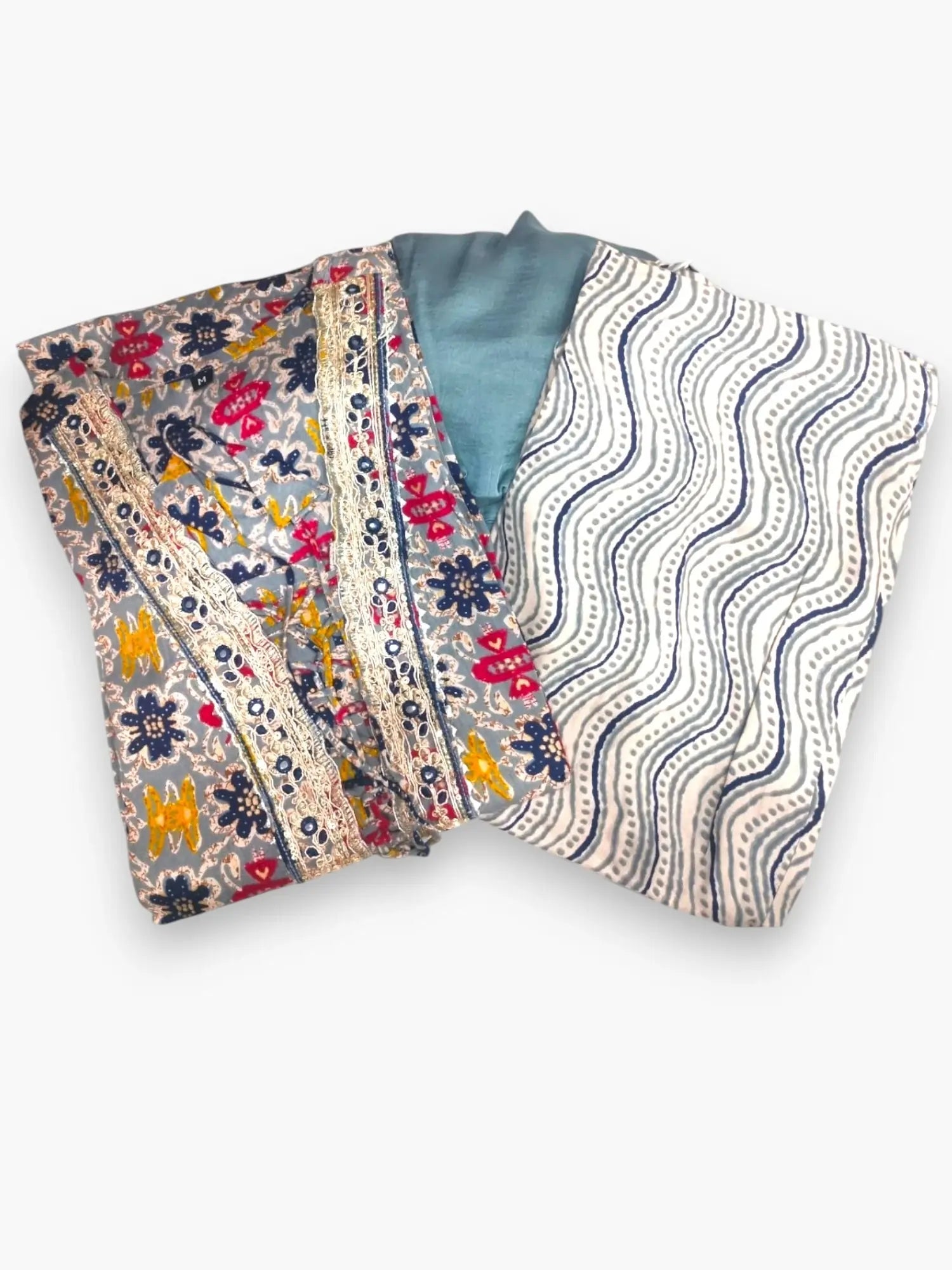 Jiarah Abstract Print Embroidery Cotton Kurta Palazzo Set with Dupatta