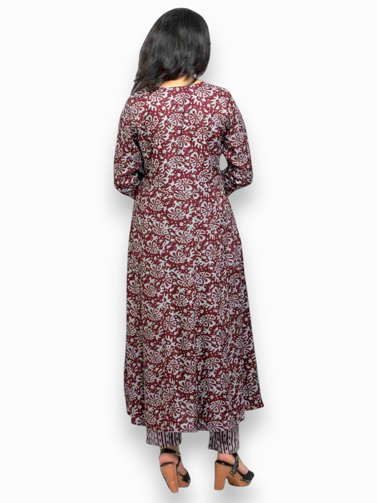 Jiarah Anarkali Cotton Kurta Palazzo Set with Dupatta