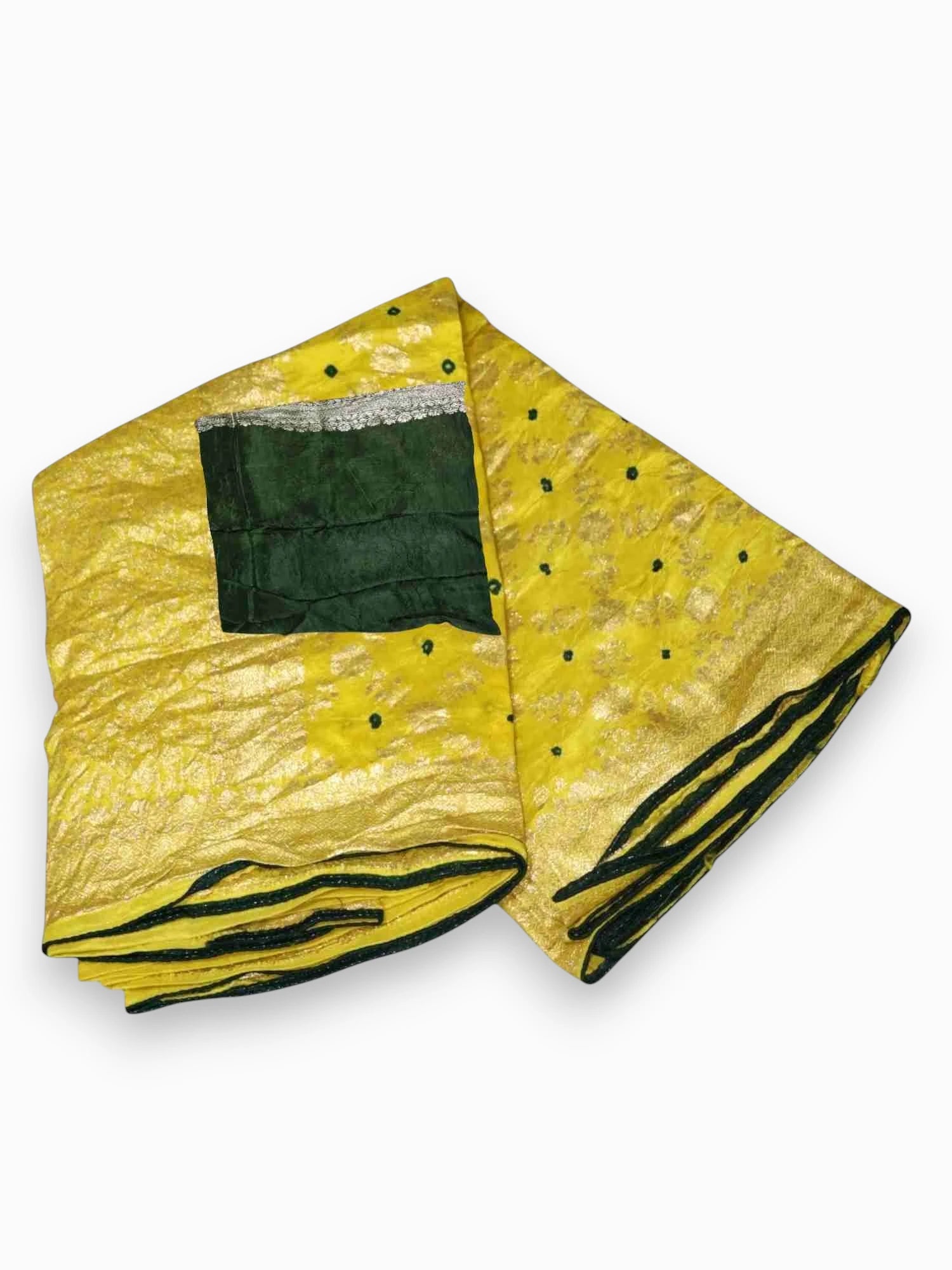 Jiarah Bandhej Silk Patola Saree Yellow
