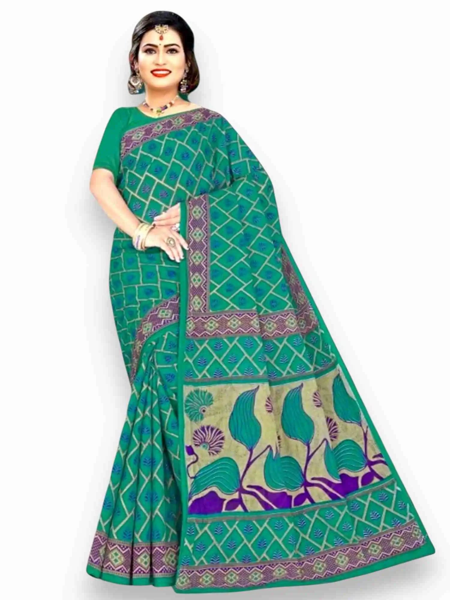 Jiarah Block Print Pure Cotton Saree