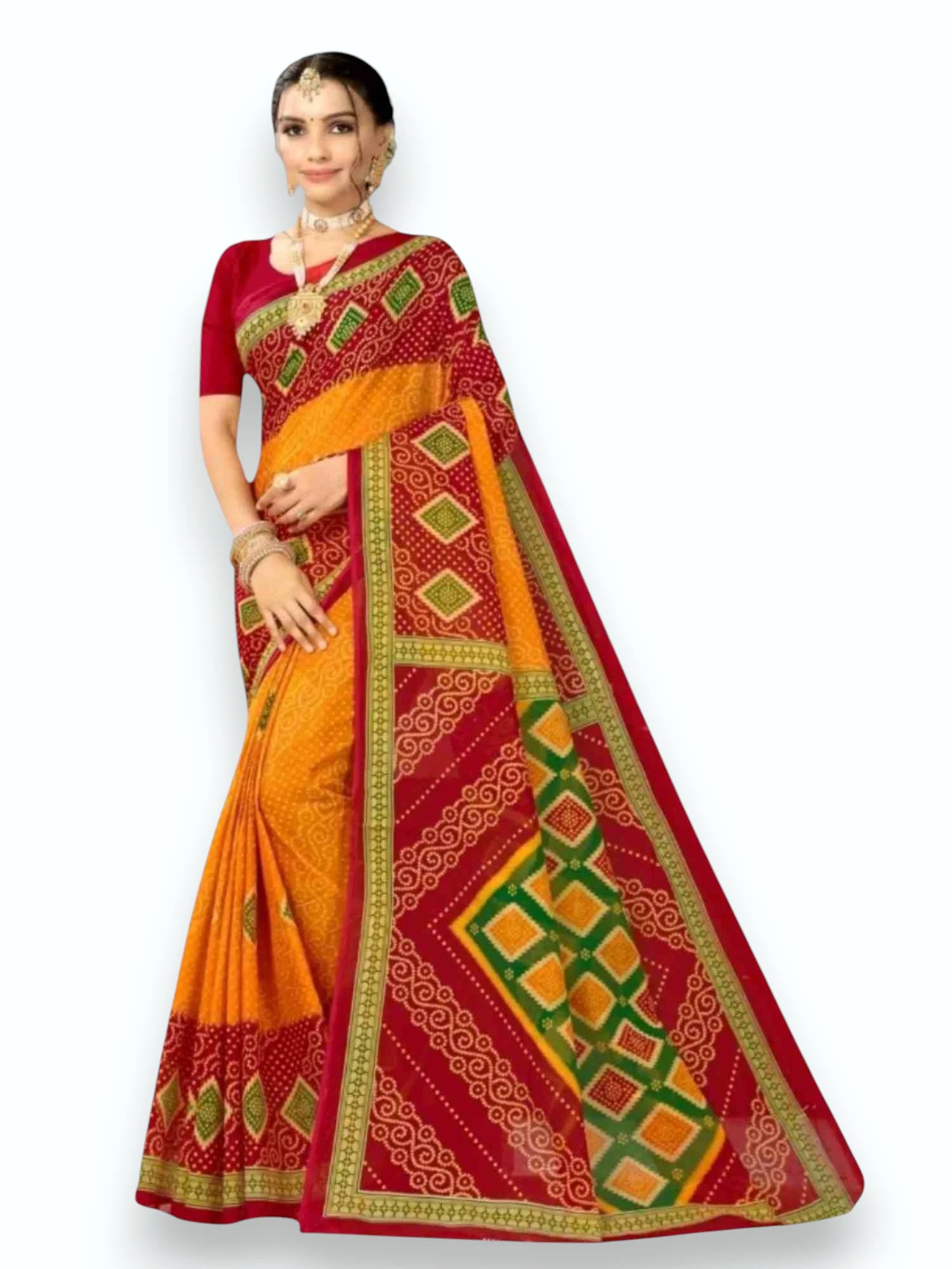 Jiarah Chandrakhani Bandhani Print Cotton Saree