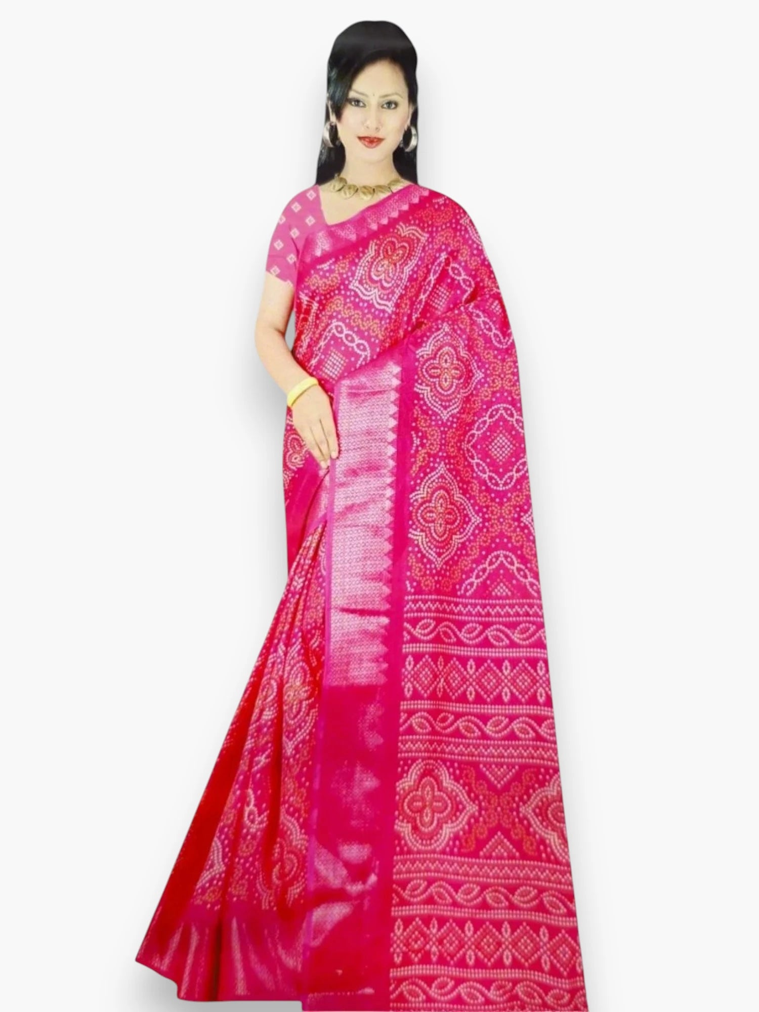 Jiarah Chandrakhani Bandhani Woven Silk Cotton Saree