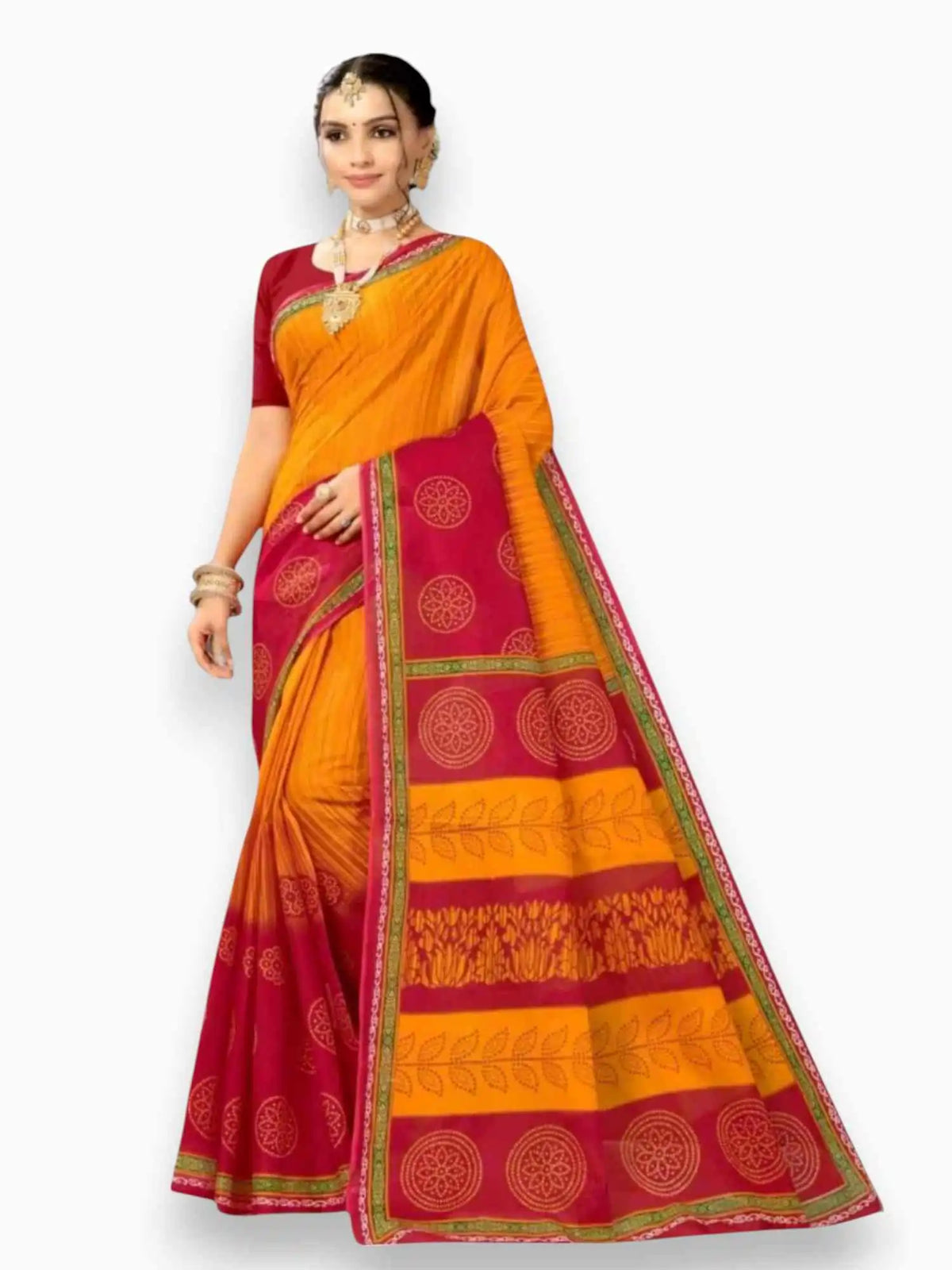 Jiarah Chuniri Print Cotton Saree