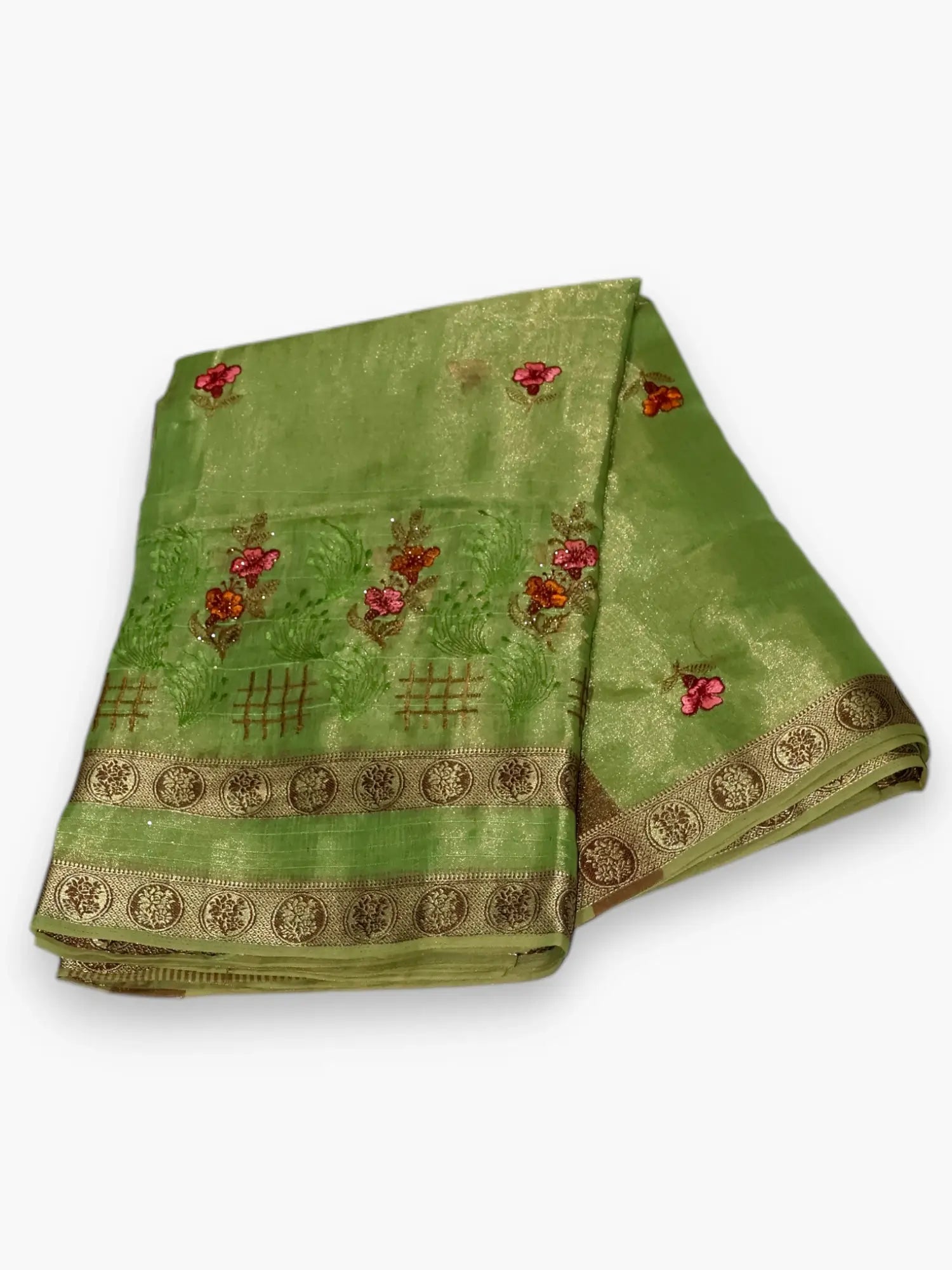 Jiarah Embroidery Work Golden Boarder Saree