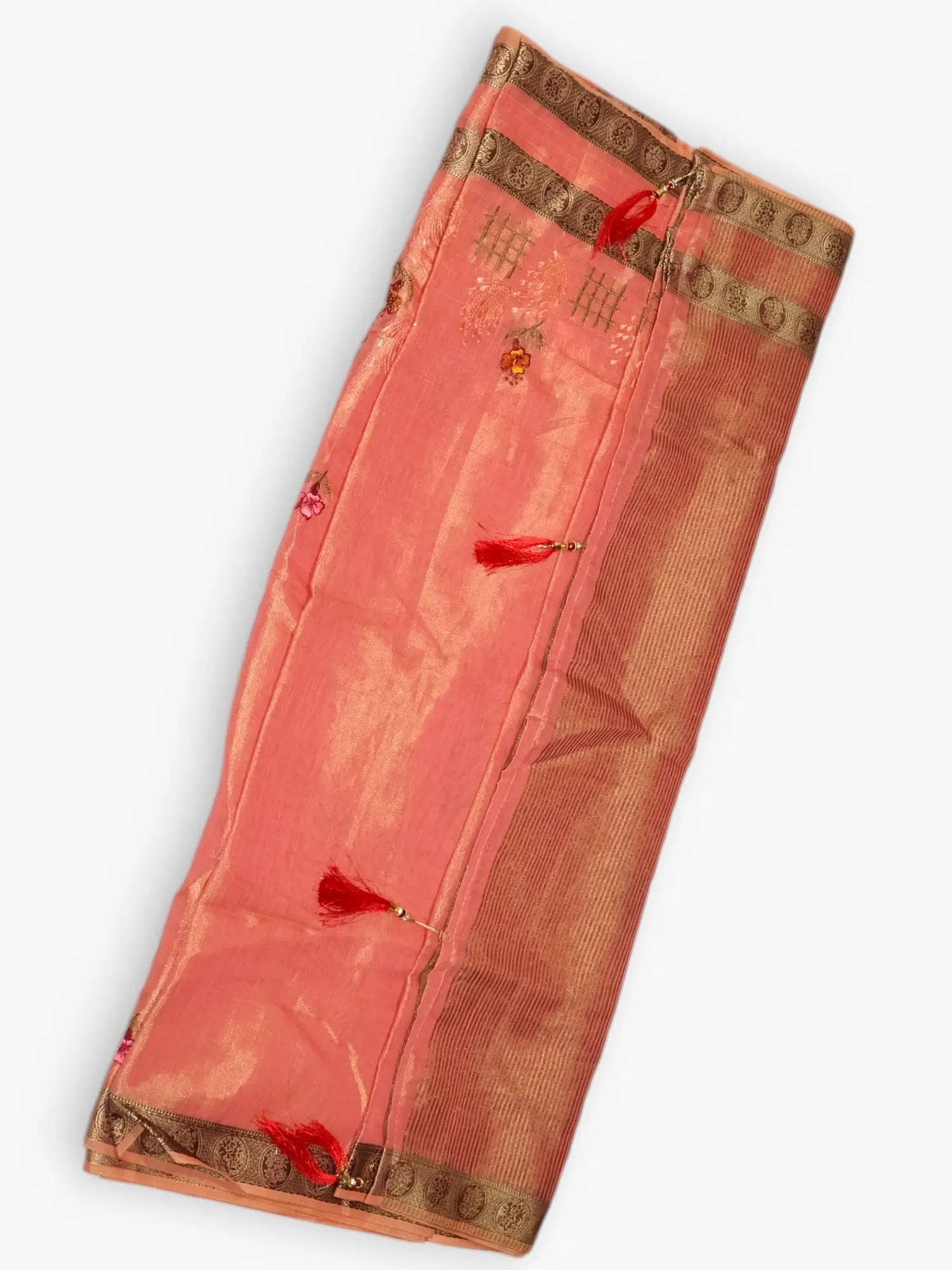 Jiarah Embroidery Work Golden Boarder Saree