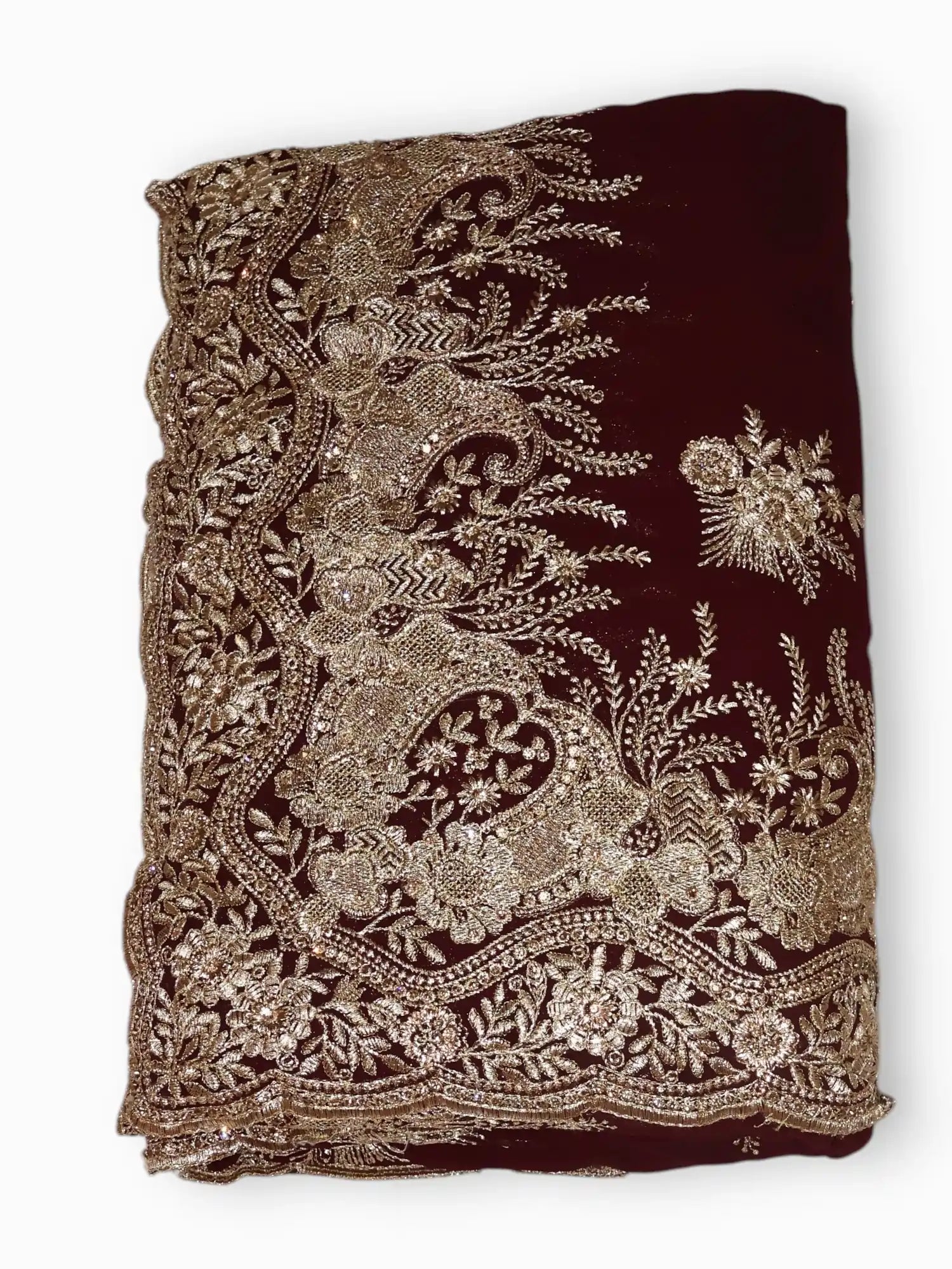 Jiarah Floral Embroidery Thread Work Georgette Bridal Saree