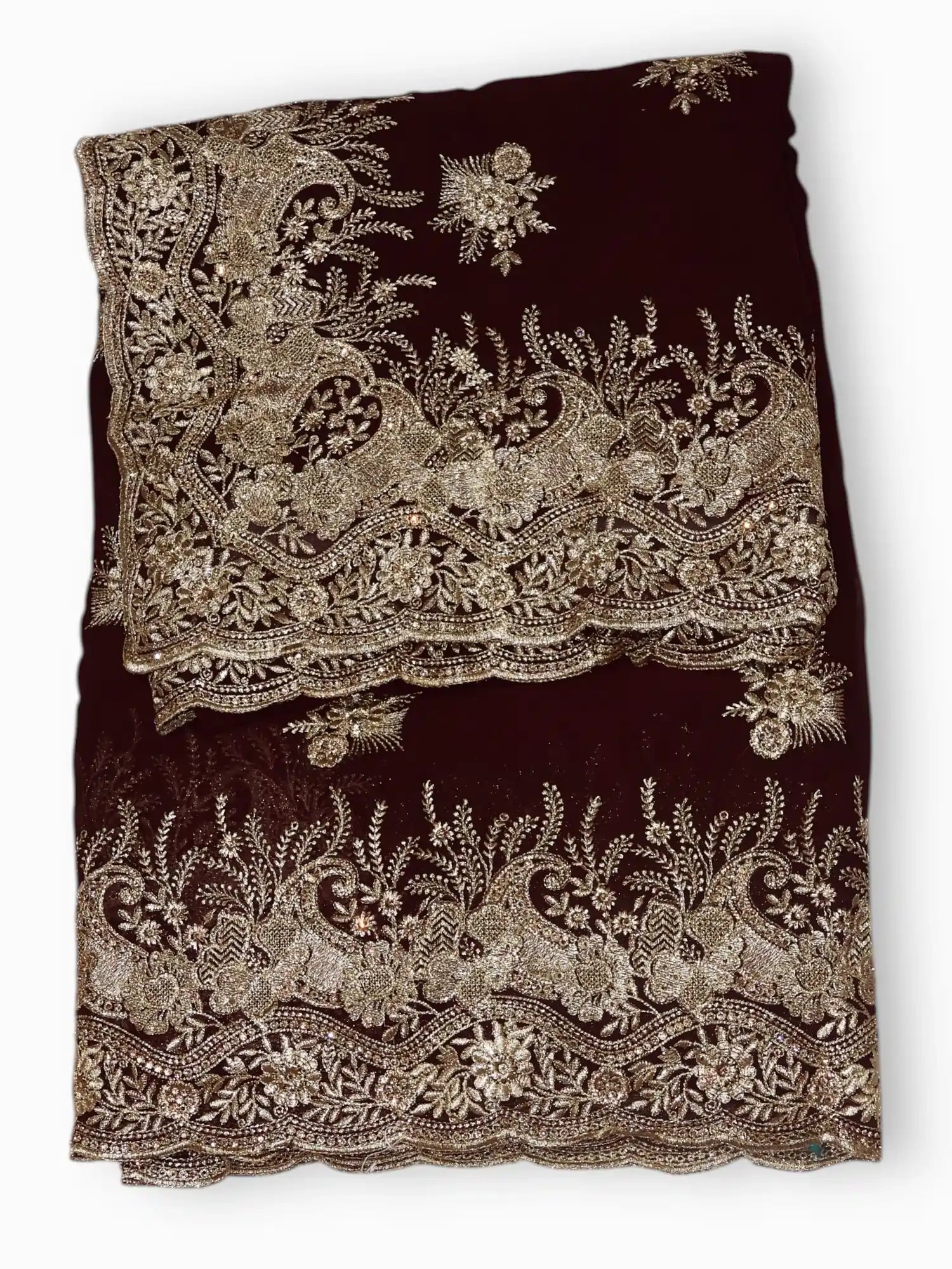 Jiarah Floral Embroidery Thread Work Georgette Bridal Saree