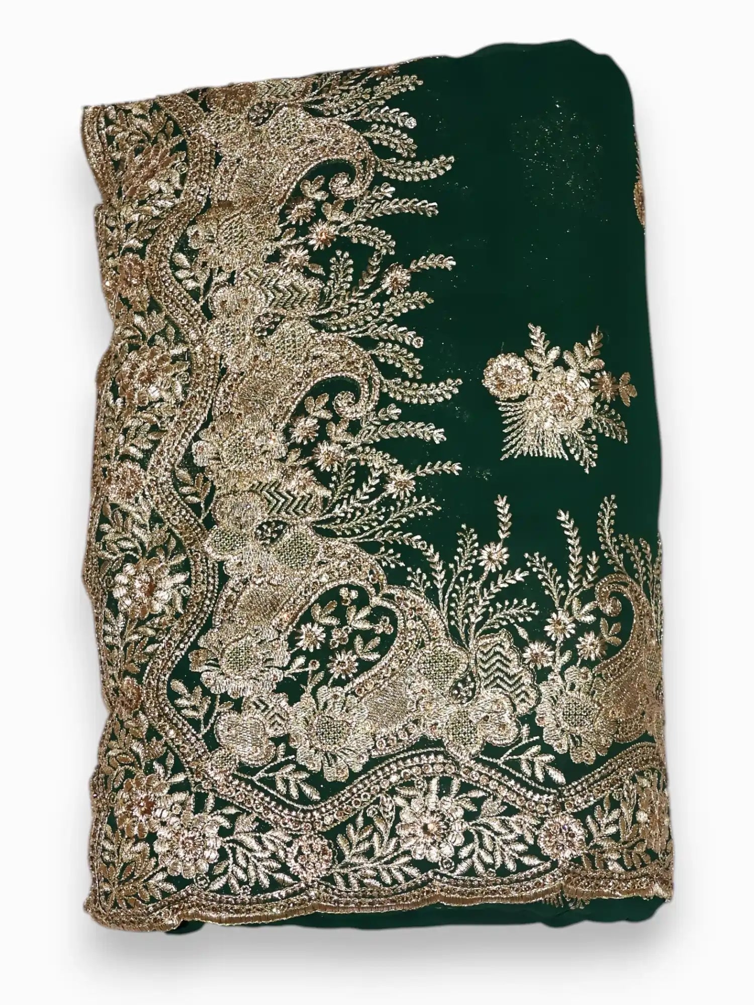 Jiarah Floral Embroidery Thread Work Georgette Bridal Saree