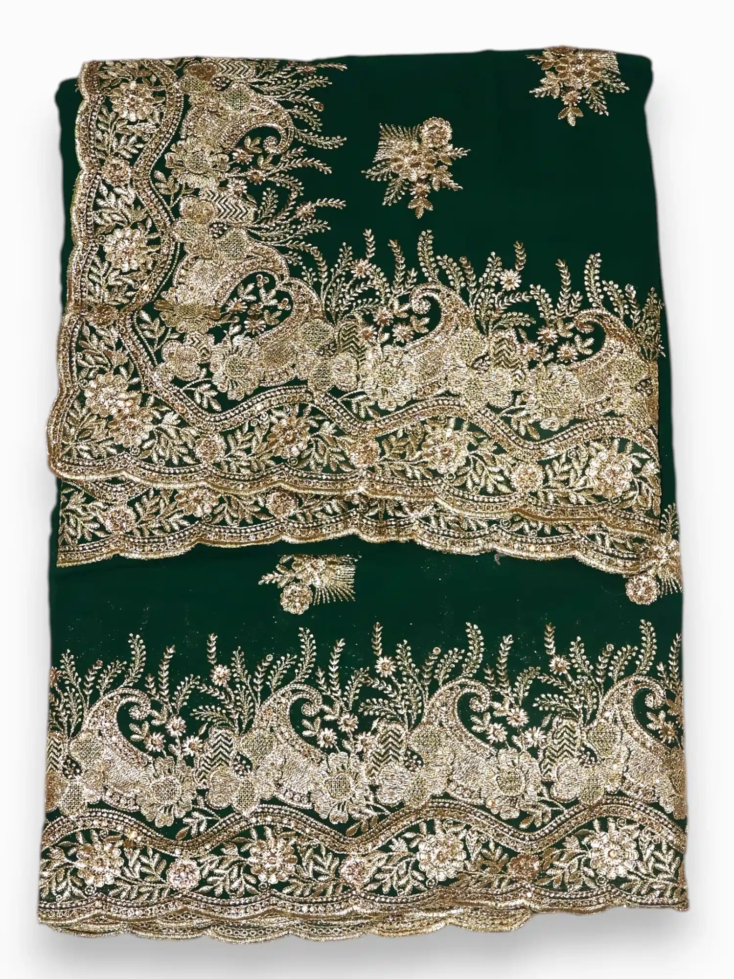 Jiarah Floral Embroidery Thread Work Georgette Bridal Saree