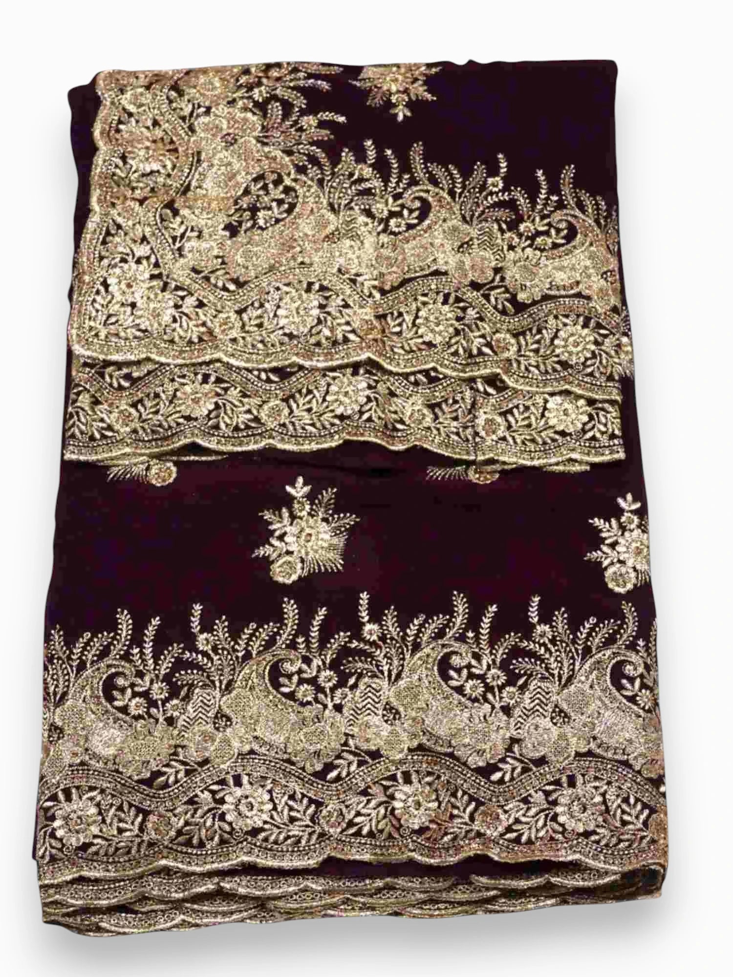 Jiarah Floral Heavy Embroidery Thread Work Georgette Bridal Saree Red