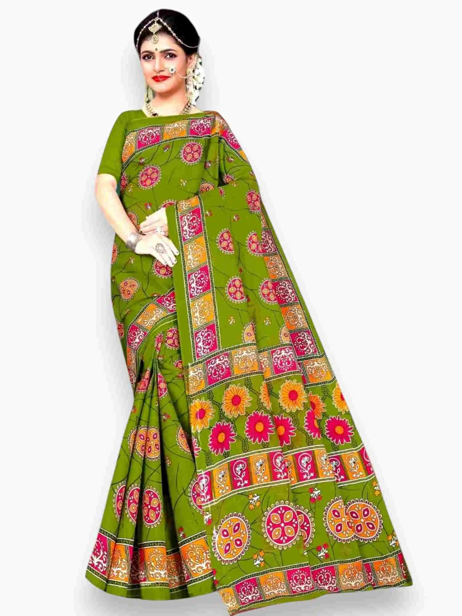 Jiarah Floral Printed Pure Cotton Saree