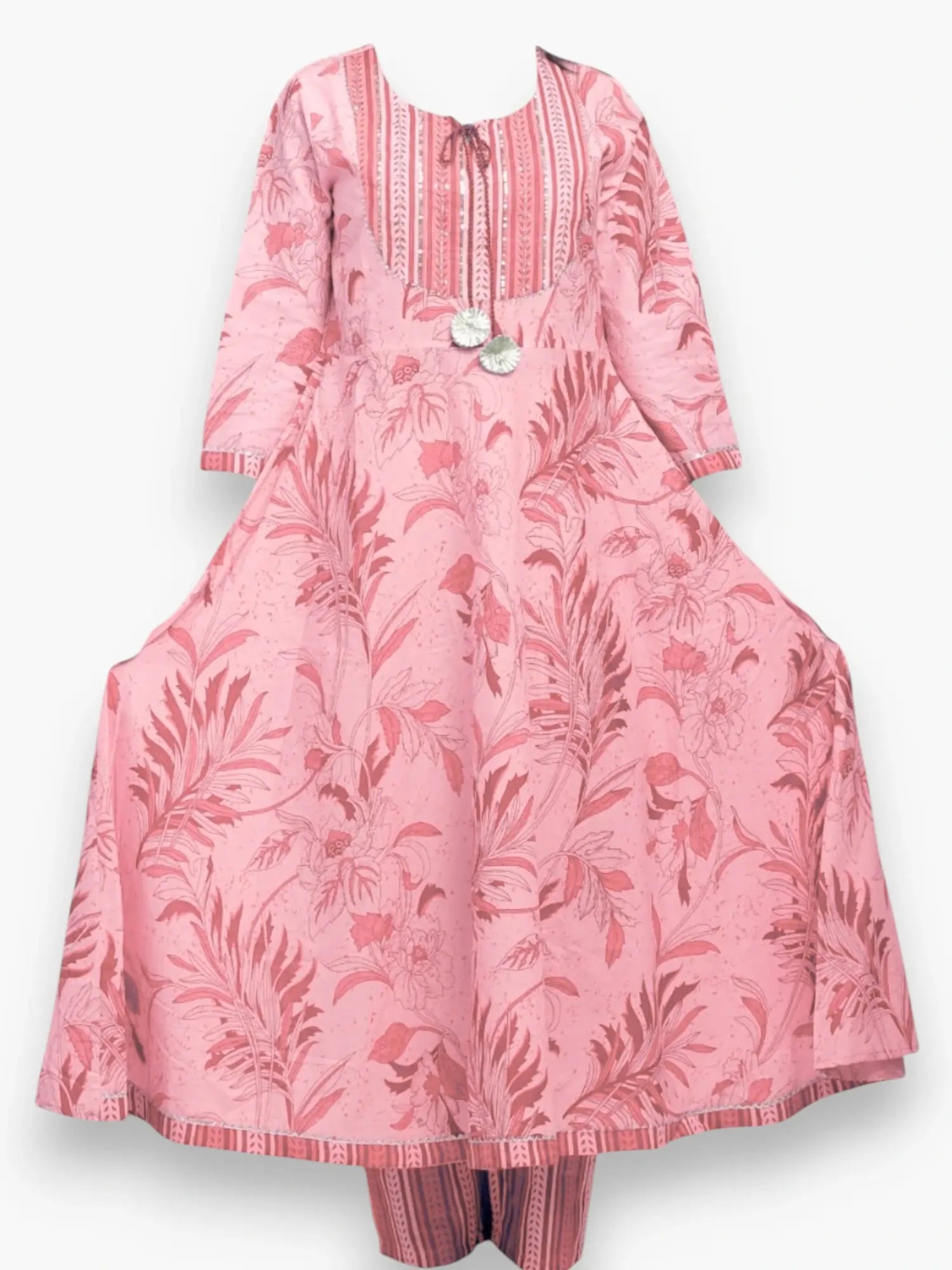 Jiarah Handwork Floral Print Anarkali Kurta Pant Set with Dupatta