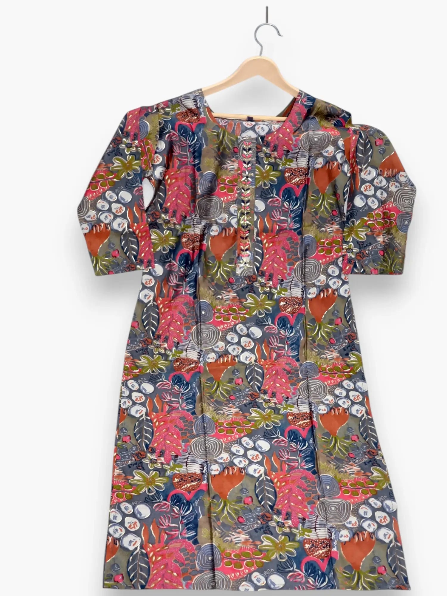 Jiarah Handwork Foil Print Muslin Kurta Pant Set with Dupatta