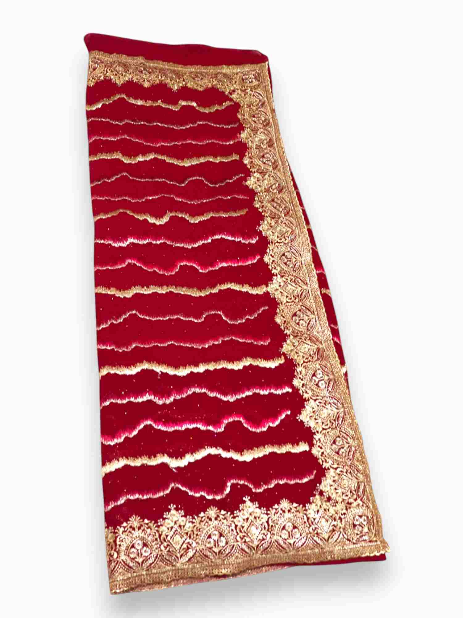 Jiarah Leheriya Embroidery Thread Work Bridal Chiffon Saree