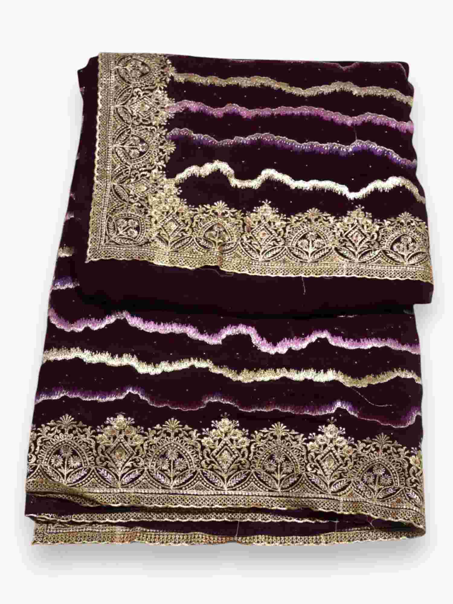 Jiarah Leheriya Embroidery Thread Work Bridal Chiffon Saree