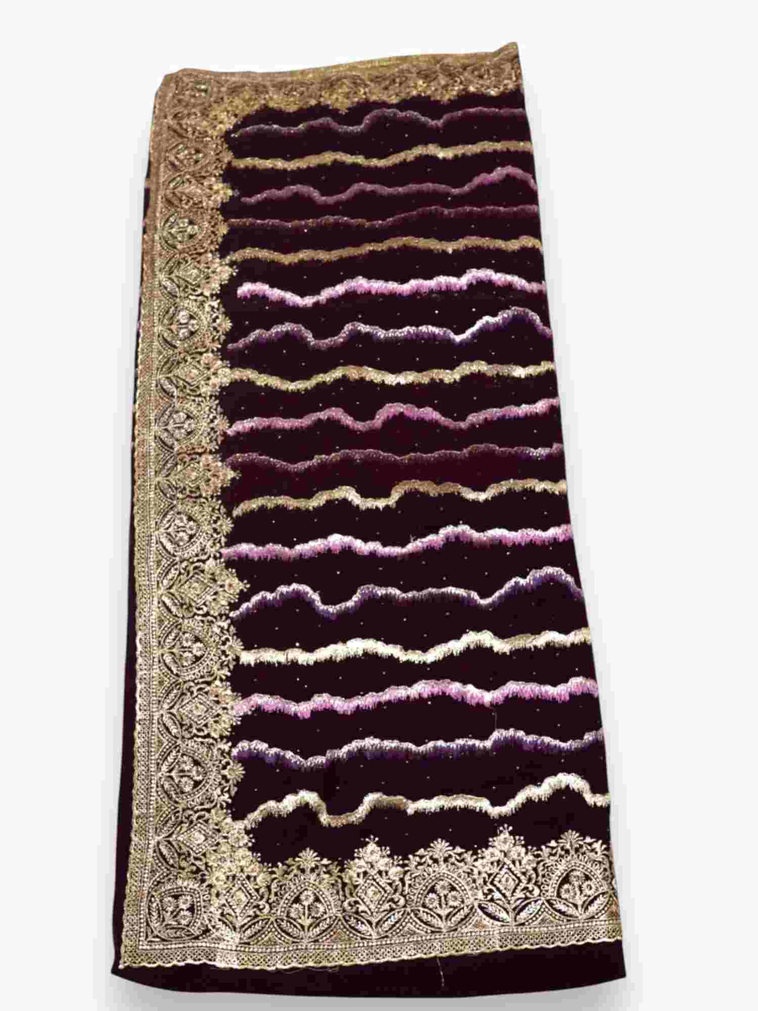 Jiarah Leheriya Embroidery Thread Work Bridal Chiffon Saree