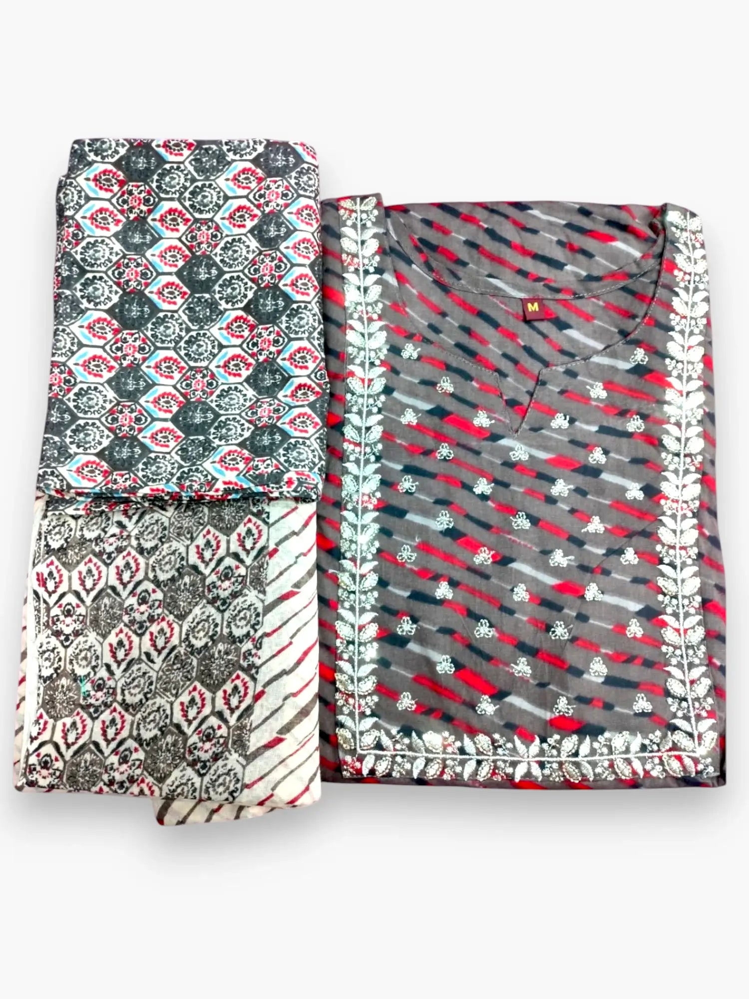 Jiarah Lehriya Print Rayon Kurta Palazzo Set with Dupatta