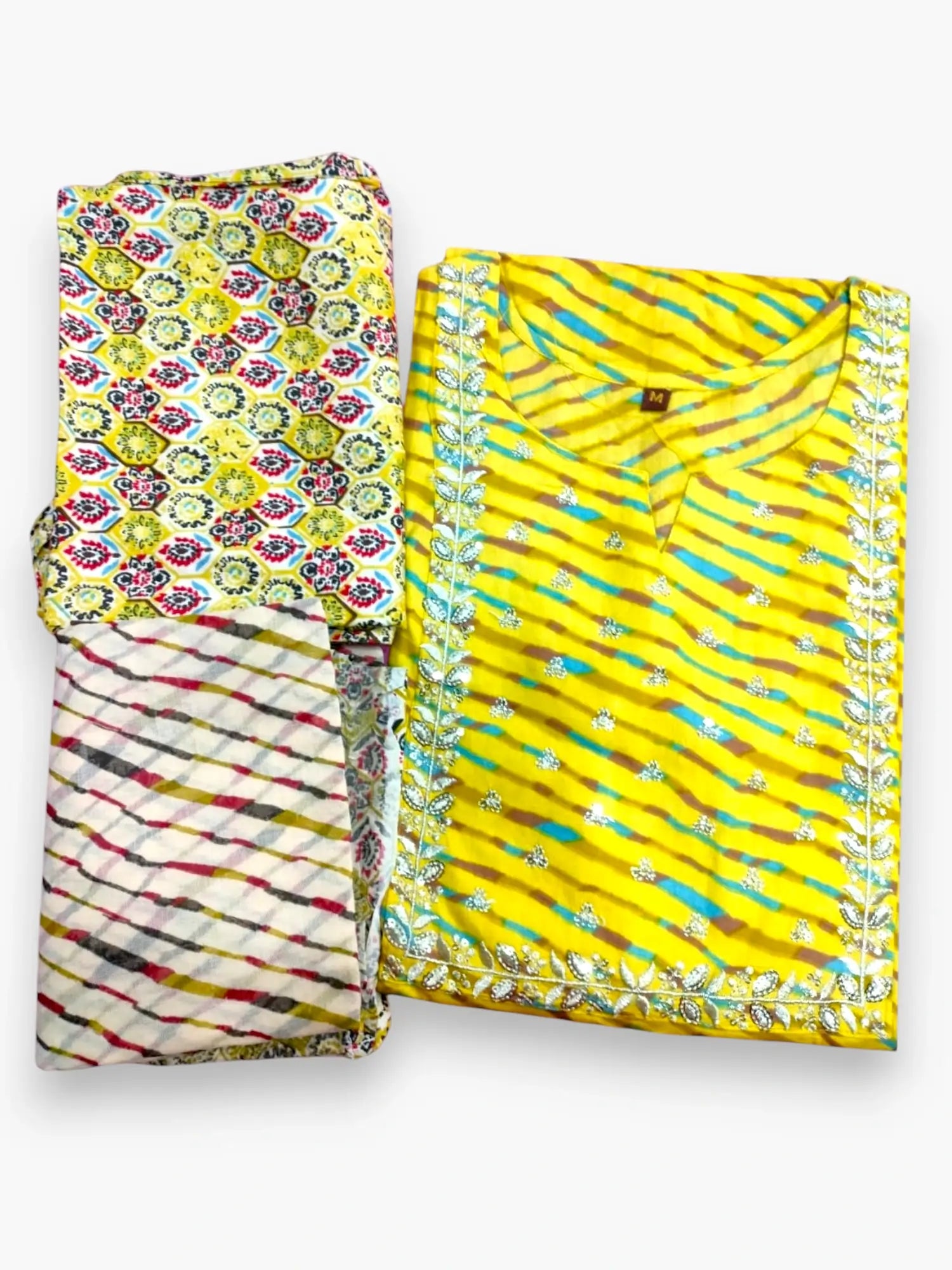 Jiarah Lehriya Print Rayon Kurta Palazzo Set with Dupatta