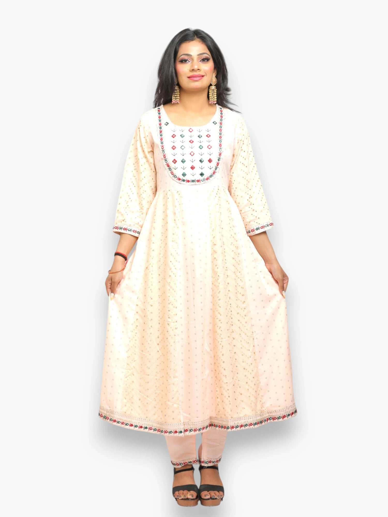 Jiarah Mirror Work Chikankari Kurta Pant Set with Dupatta