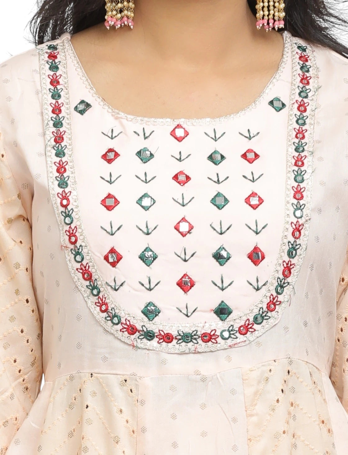 Jiarah Mirror Work Chikankari Kurta Pant Set with Dupatta