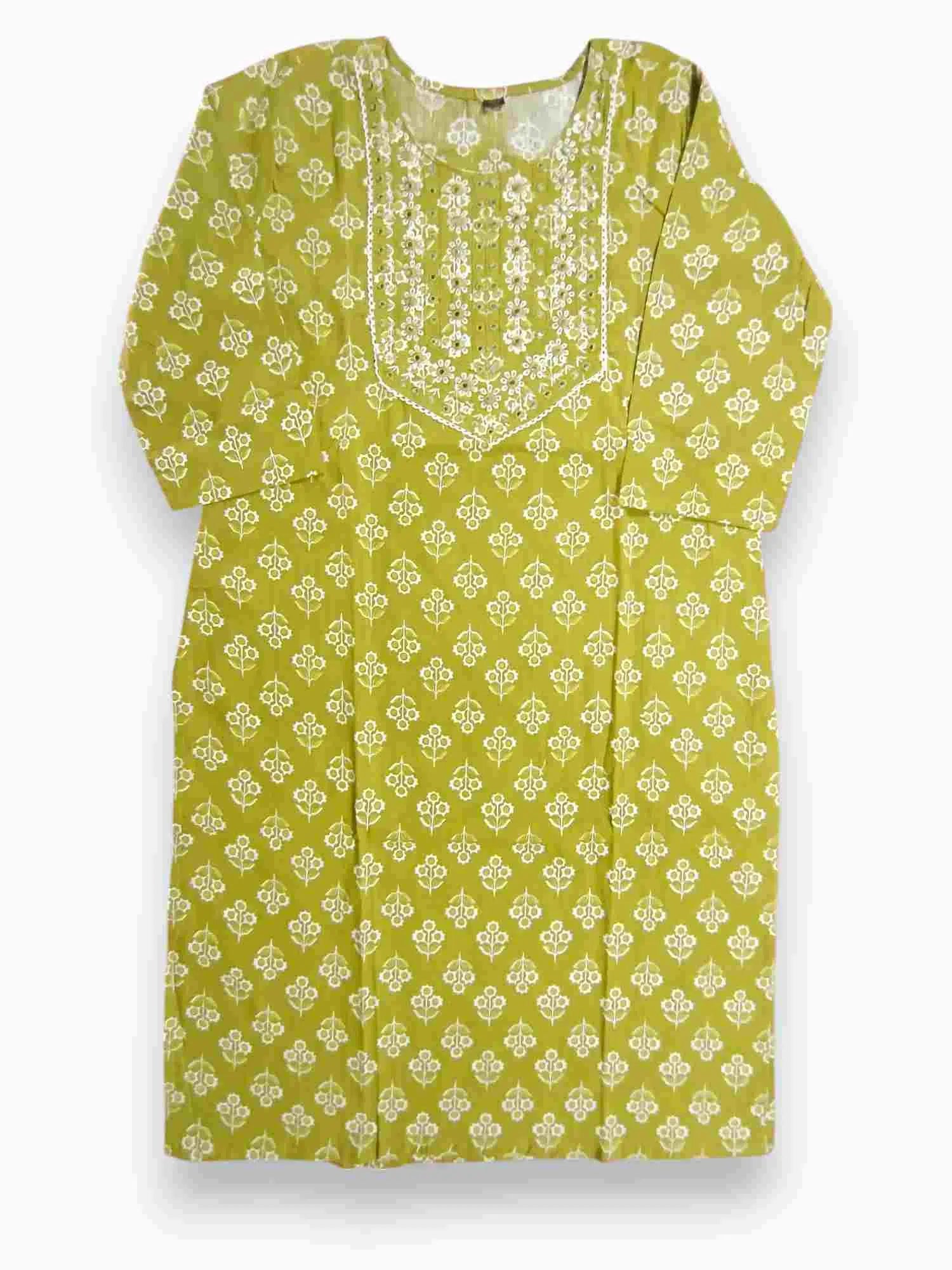 Jiarah Mirror Work Cotton A-line Kurta Palazzo Set