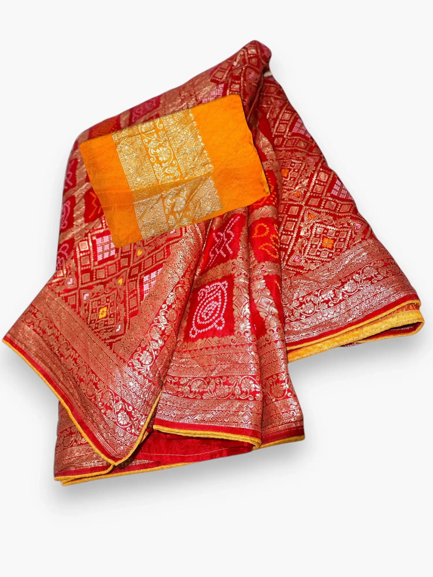 Jiarah Patola Bandhani Khadi Silk Saree