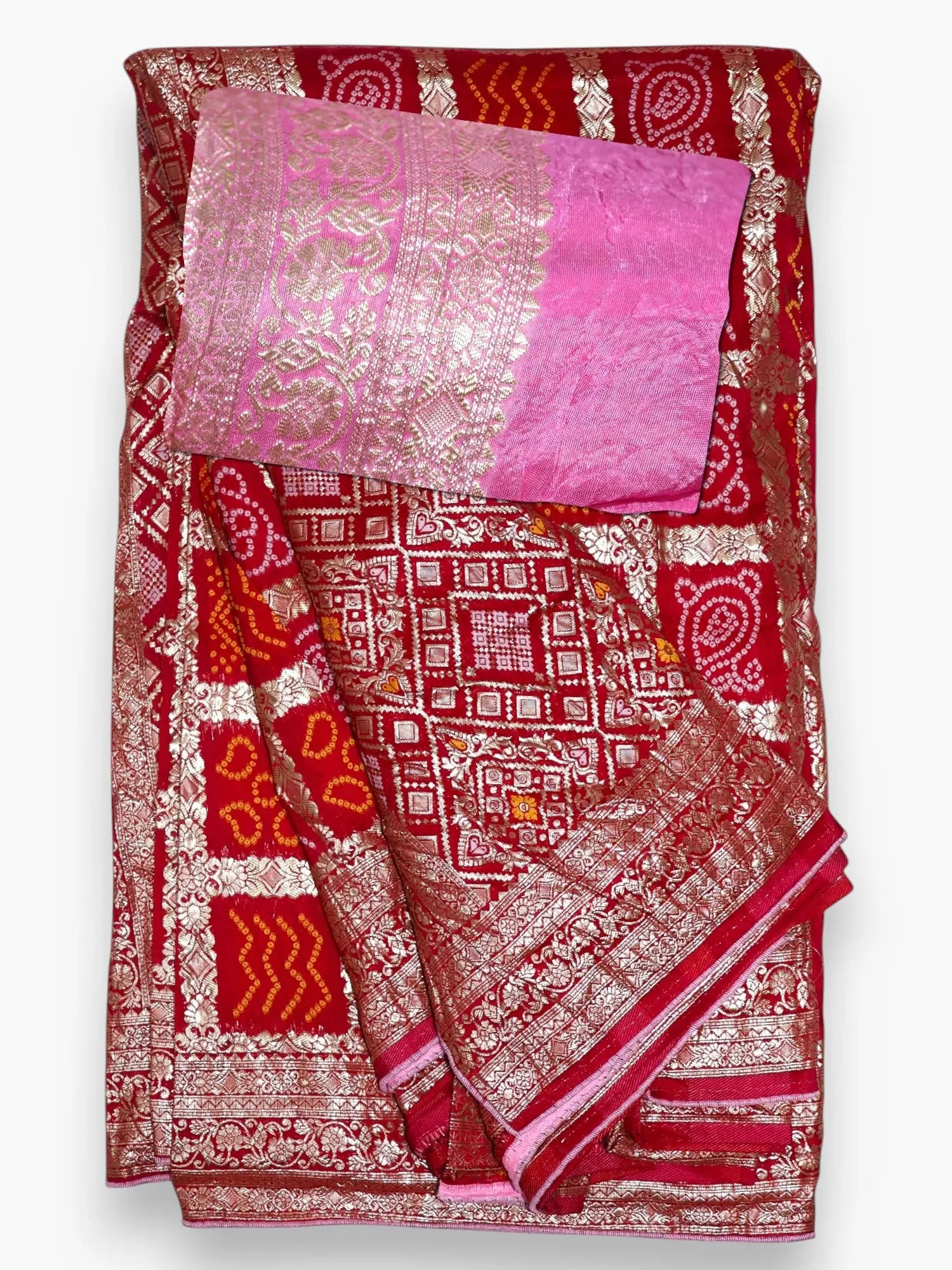 Jiarah Patola Bandhani Khadi Silk Saree