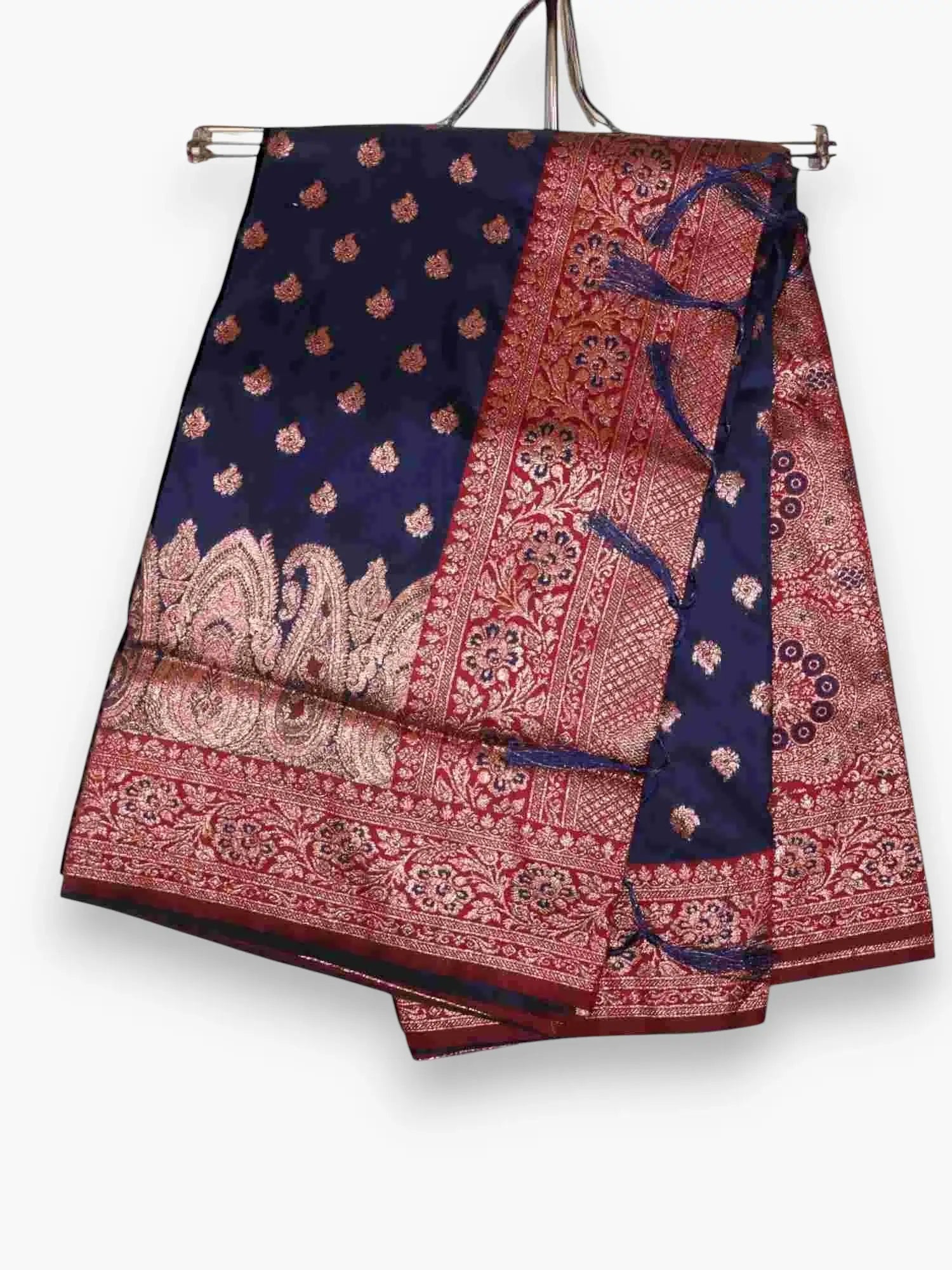 Jiarah Premium Woven Silk Saree Blue