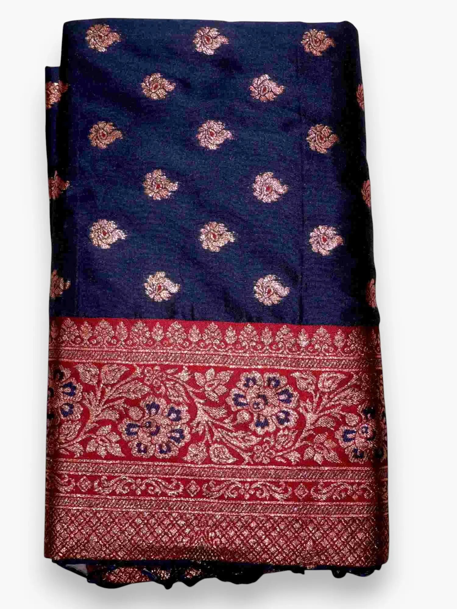Jiarah Premium Woven Silk Saree Blue