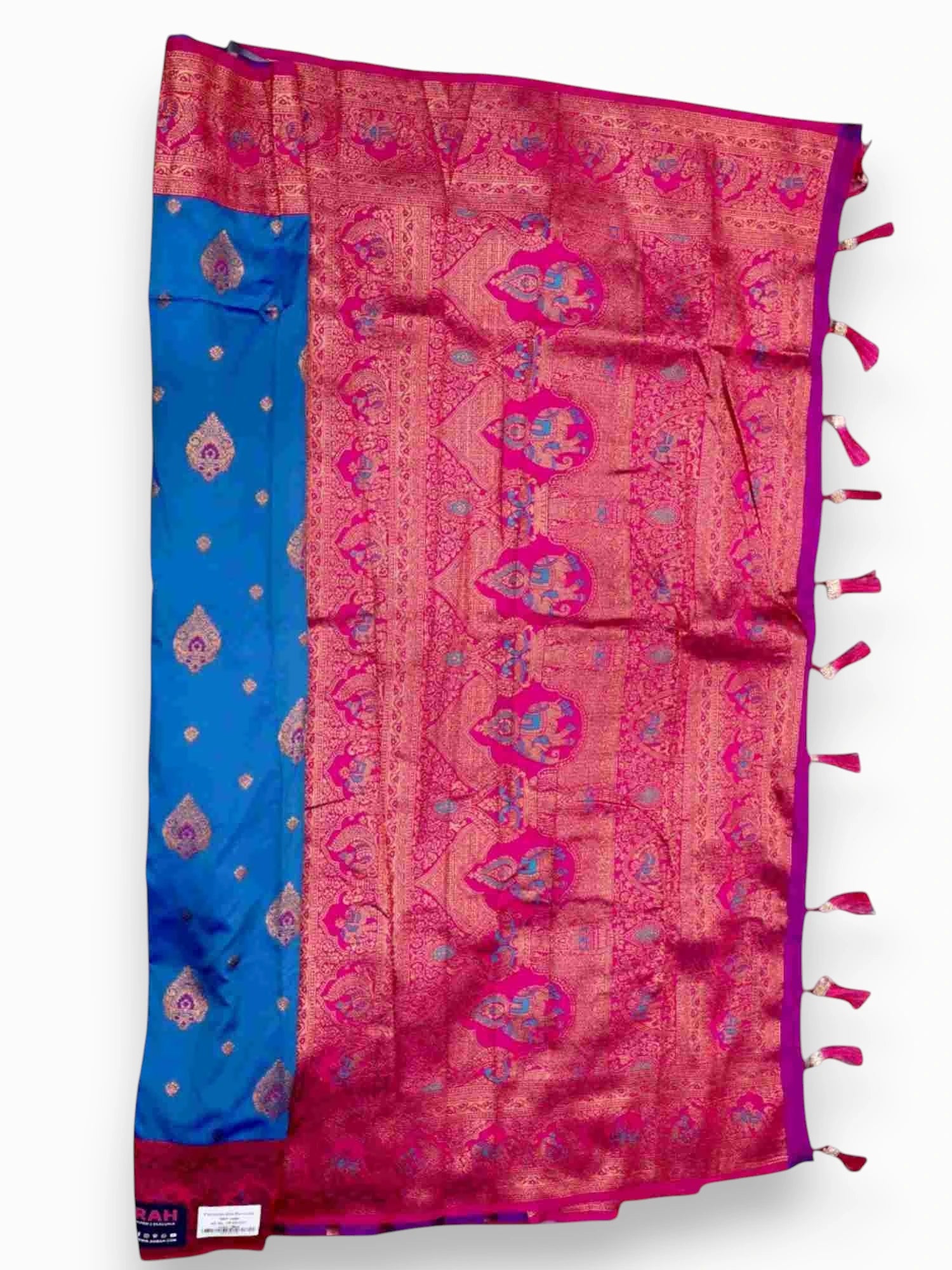 Jiarah Premium Zari Woven Banarasi Silk Saree Blue