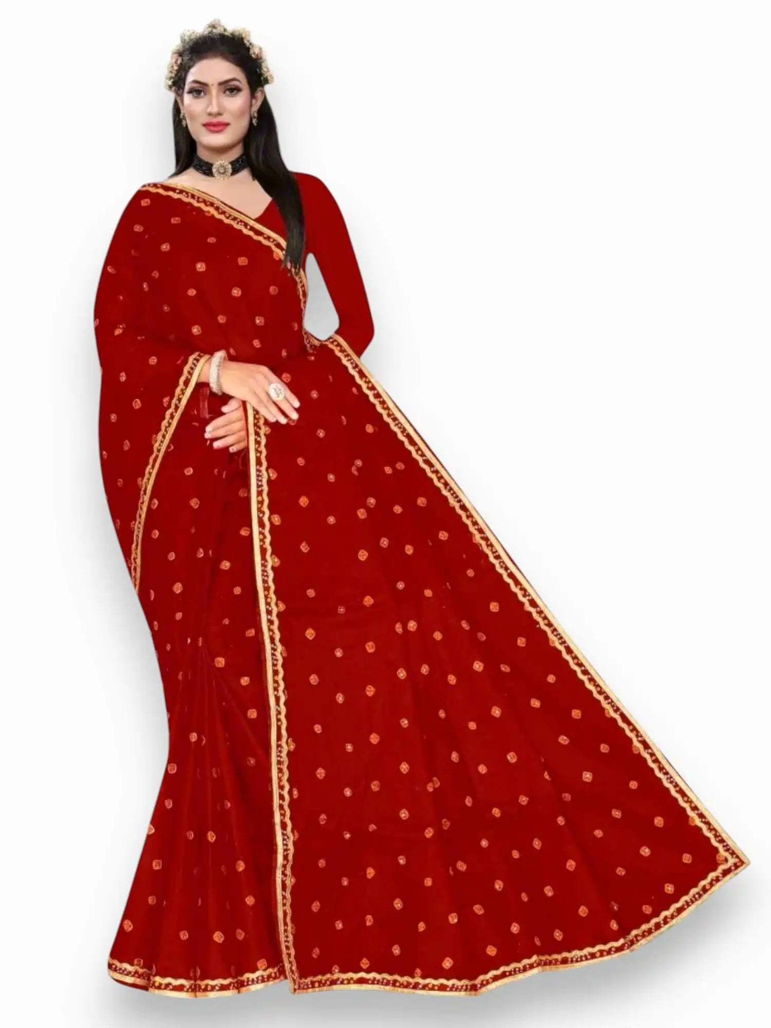 Jiarah Pure Cotton Bandhani Print Saree