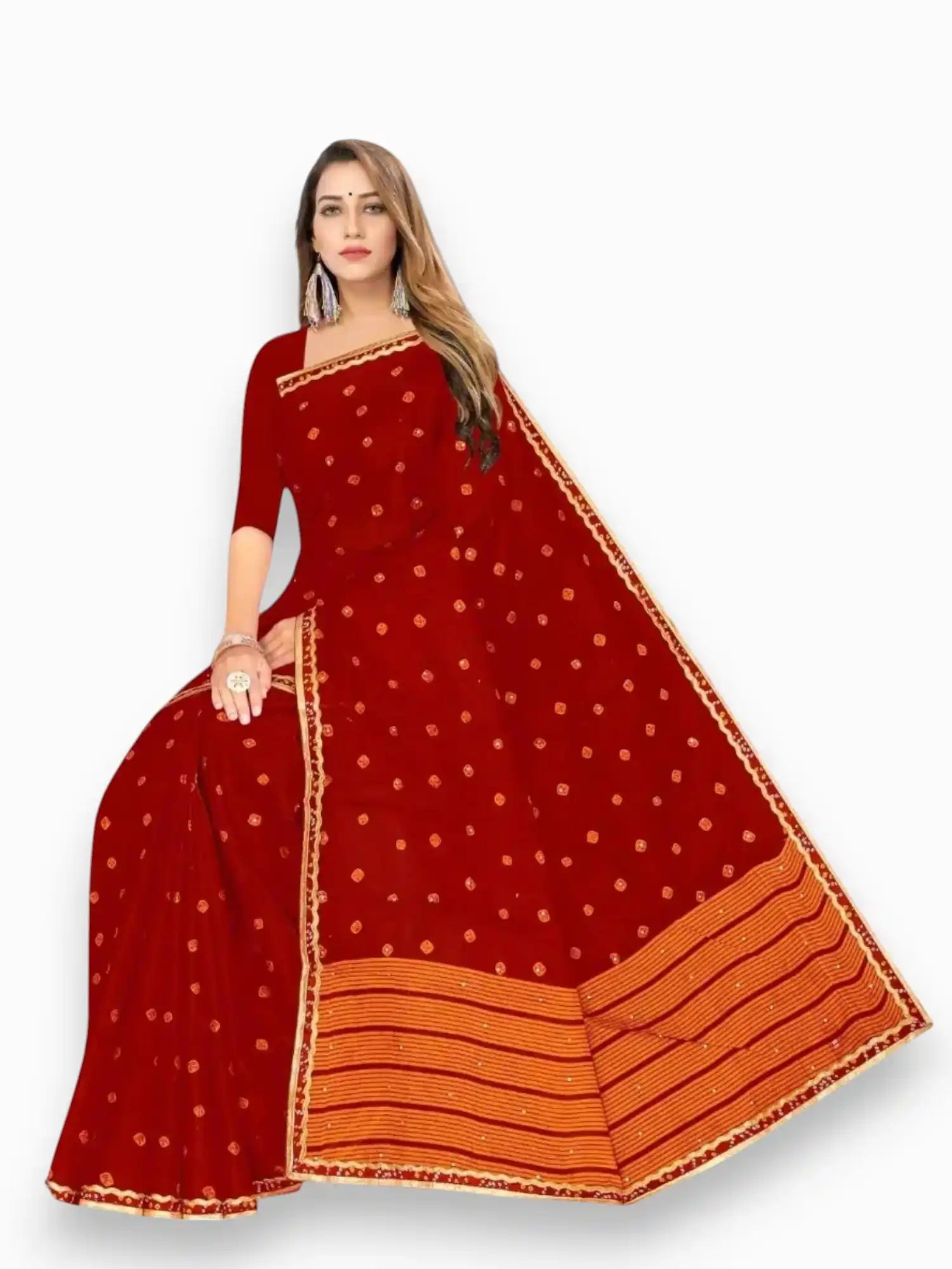 Jiarah Pure Cotton Bandhani Print Saree