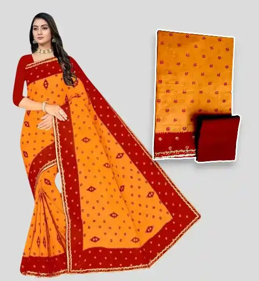 Jiarah Pure Cotton Bandhani Print Saree