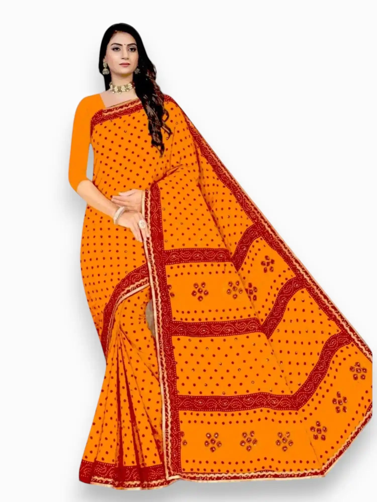 Jiarah Pure Cotton Bandhani Print Saree