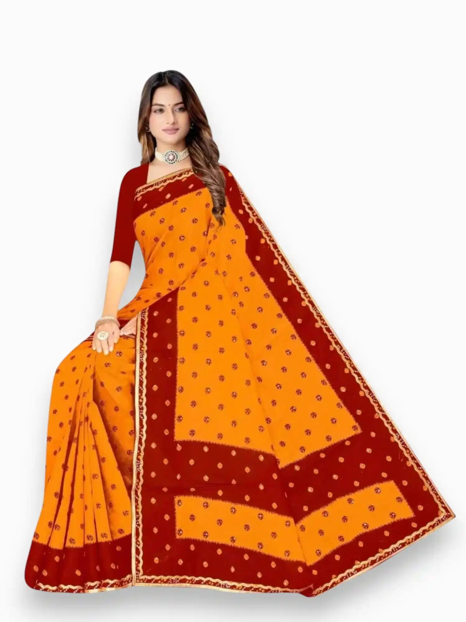 Jiarah Pure Cotton Bandhani Print Saree