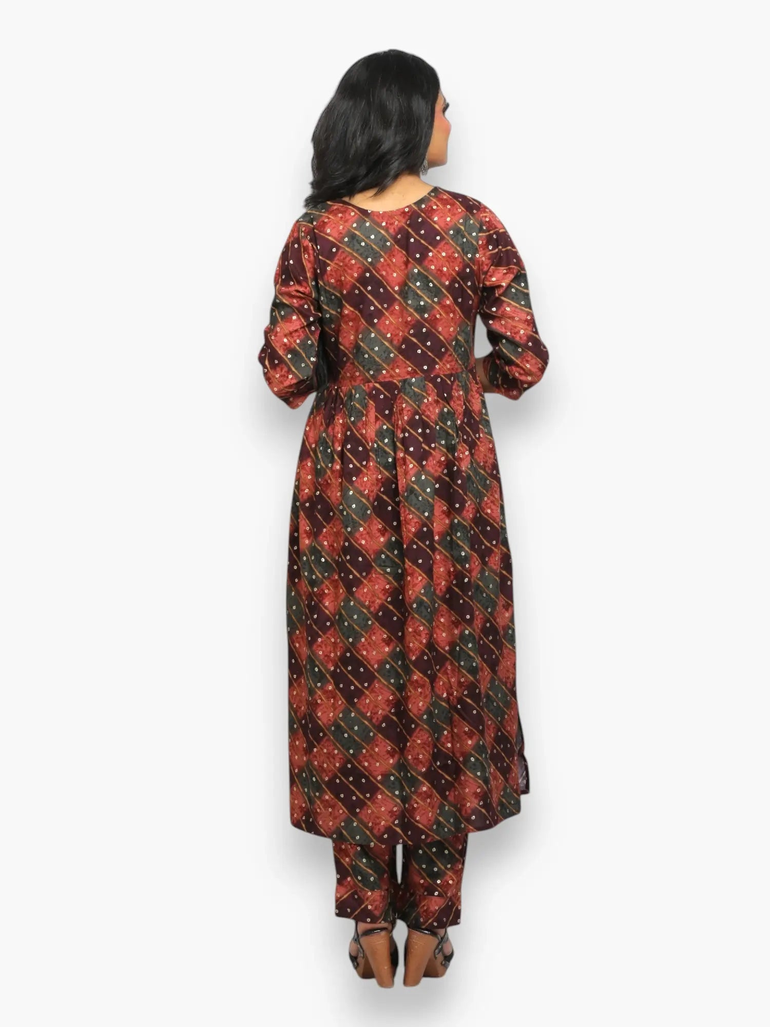 Jiarah Sequins Work Lehriya Foil Print Rayon Kurta Pant Set with Dupatta