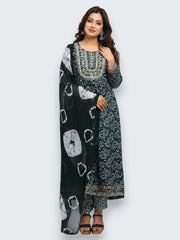 Jiarah Anarkali Cotton Kurta Palazzo Set with Dupatta