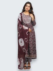 Jiarah Anarkali Cotton Kurta Palazzo Set with Dupatta