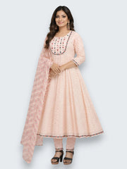 Jiarah Mirror Work Chikankari Kurta Pant Set with Dupatta