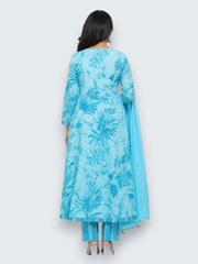 Jiarah Handwork Floral Print Anarkali Kurta Pant Set with Dupatta