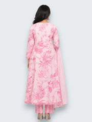 Jiarah Handwork Floral Print Anarkali Kurta Pant Set with Dupatta