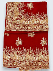 Jiarah Floral Heavy Embroidery Thread Work Georgette Bridal Saree
