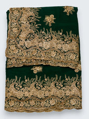 Jiarah Floral Heavy Embroidery Thread Work Georgette Bridal Saree
