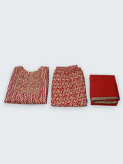 Jiarah Lehriya Print Rayon Flared Kurta Set with Dupatta