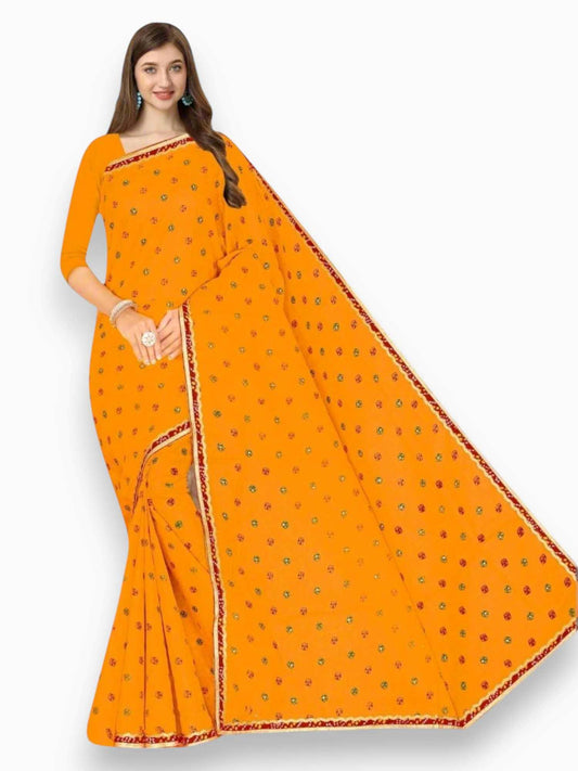 Jiarah Pure Cotton Bandhani Print Saree