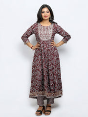 Jiarah Anarkali Cotton Kurta Palazzo Set with Dupatta-3