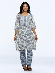 Jiarah A- Line Printed Straight Kurta Palazzo Set with Dupatta