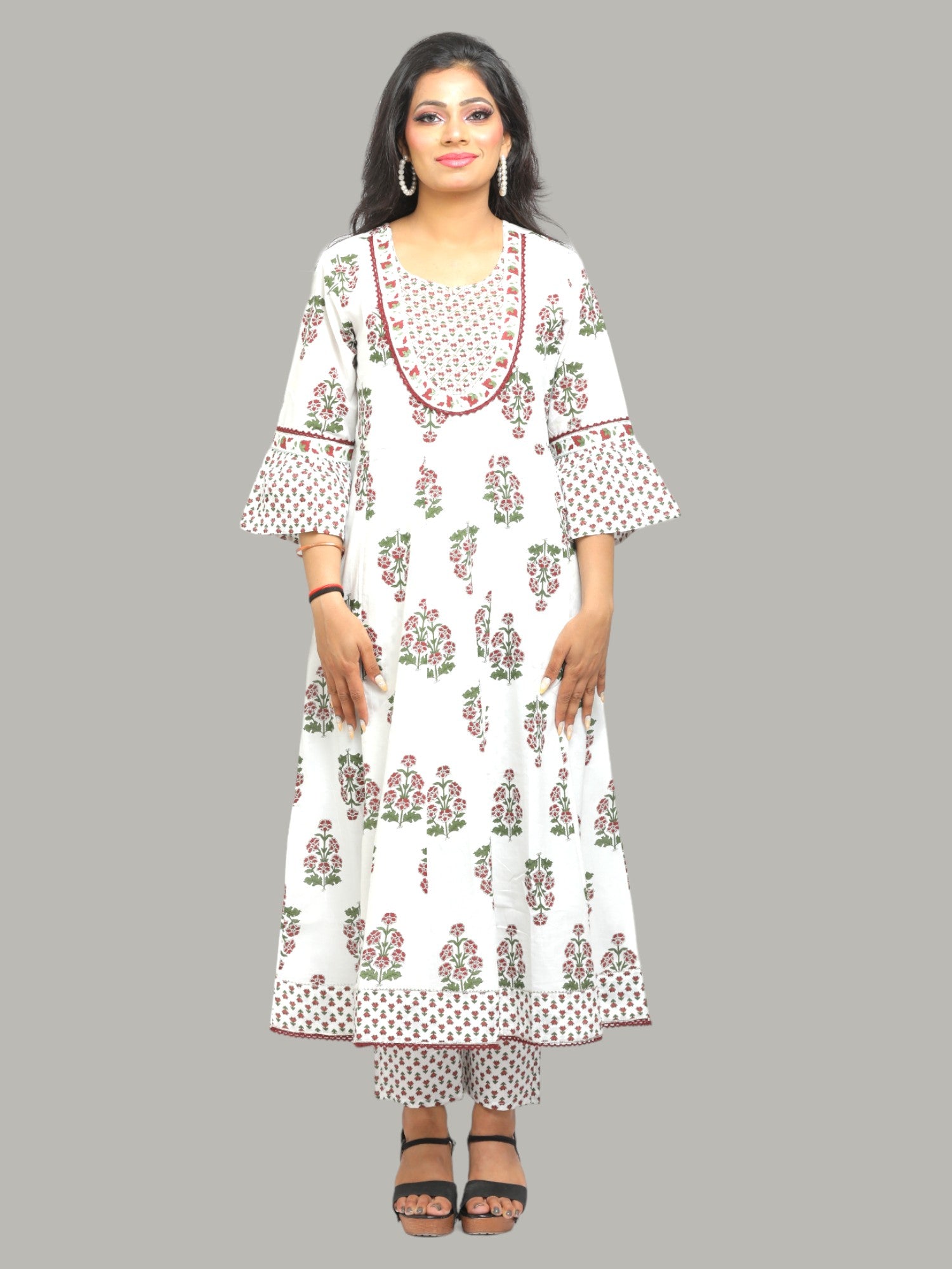 Jiarah Motif Printed Anarkali Kurta Palazzo Set with Dupatta